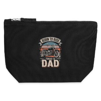 Born To Ride Forced To Dad Lustiger Biker Spruch - Canvas Zip Pouch 12 x 13 cm - black - Front