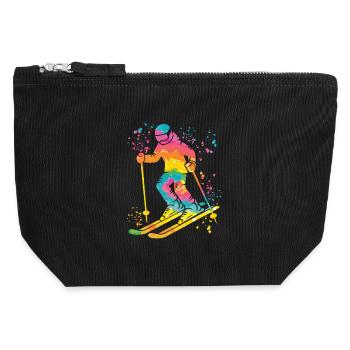 Ski alpin Sports d’hiver Ski nordique - Pochette zippée en toile 12 x 13 cm - noir - Devant