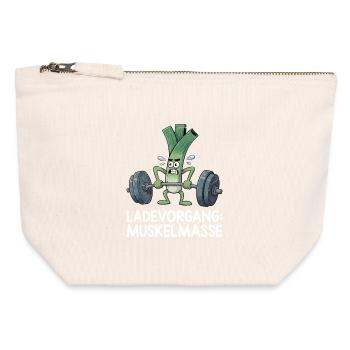 Halérophile CHARGE DE MASSE MUSCULAIRE Drôle - Pochette zippée en toile 12 x 13 cm - blanc naturel - Devant