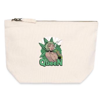 Tenue de Reine du Cannabis - Pochette zippée en toile 12 x 13 cm - blanc naturel - Devant