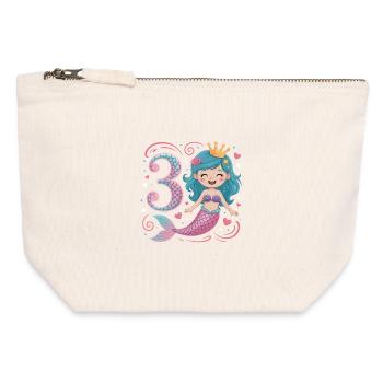3e anniversaire de la sirène 3 ans - Pochette zippée en toile 12 x 13 cm - blanc naturel - Devant