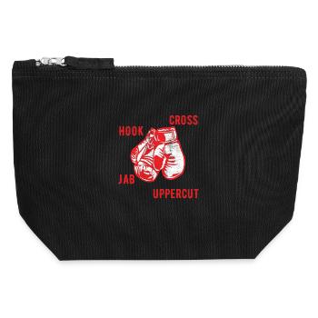 Boxing Hook Cross Jab Uppercut - Canvas Zip Pouch 12 x 13 cm - black - Front