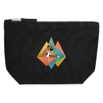 Boxer Dog Geometric - Canvas Reißverschluss-Täschchen (12 x 13 cm) - Schwarz - Vorne