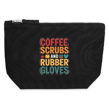 Kaffee Scrubs und Gummi Handschuhe - Canvas Reißverschluss-Täschchen (12 x 13 cm) - Schwarz - Vorne