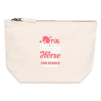 Für Hobby Horse geboren, zur Schule gezwungen - Canvas Reißverschluss-Täschchen (12 x 13 cm) - Naturweiß - Vorne