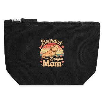 Maman du Dragon Barbu, Maman des Dragons Barbus, Maman des reptiles - Pochette zippée en toile 12 x 13 cm - noir - Devant