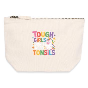 Tough Girls Don't Need Tonsils - Canvas Reißverschluss-Täschchen (12 x 13 cm) - Naturweiß - Vorne