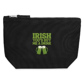 Irlandais, tu m’offrirais un verre - Pochette zippée en toile 12 x 13 cm - noir - Devant