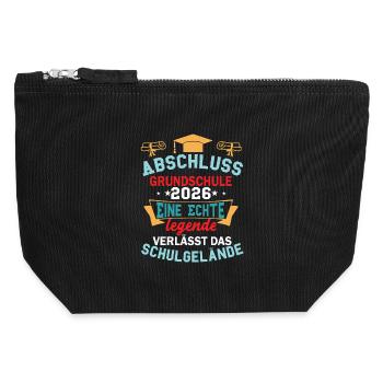 Abschluss Grundschule 2026 Legende Verlässt  - Canvas Reißverschluss-Täschchen (12 x 13 cm) - Schwarz - Vorne
