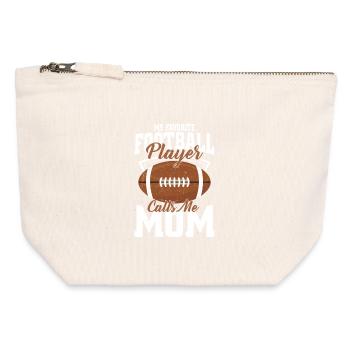Mon joueur de football préféré m’appelle Maman Joueuse - Pochette zippée en toile 12 x 13 cm - blanc naturel - Devant