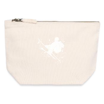 Ski alpin Sports d’hiver Ski nordique - Pochette zippée en toile 12 x 13 cm - blanc naturel - Devant