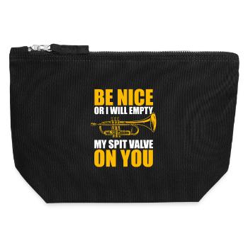 Be nice or I'll empty Trompete Trompetenspieler - Canvas Reißverschluss-Täschchen (12 x 13 cm) - Schwarz - Vorne