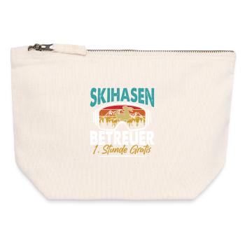 Skifahren SKIHASEN BETREUER 1. STUNDE GRATIS - Canvas Reißverschluss-Täschchen (12 x 13 cm) - Naturweiß - Vorne