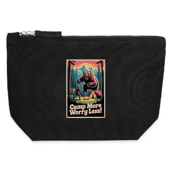 Camp Mach dir weniger Sorgen - Canvas Reißverschluss-Täschchen (12 x 13 cm) - Schwarz - Vorne