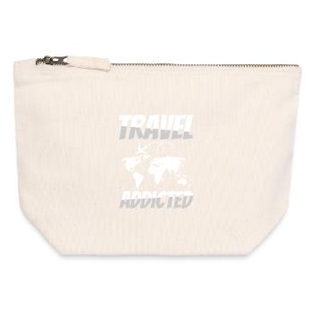 Cadeau d’aventure de voyage dans le monde - Pochette zippée en toile 12 x 13 cm - blanc naturel - Devant