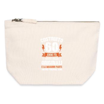 60 Anni Fa Compleanno Retrò Divertente - Pochette zippée en toile 12 x 13 cm - blanc naturel - Devant