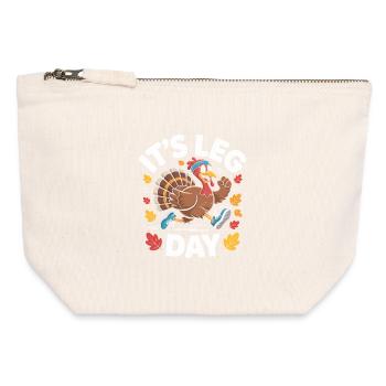 Turkey Leg Day Fitness Joke - Canvas Zip Pouch 12 x 13 cm - nature - Front