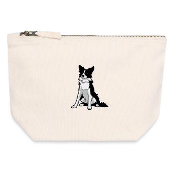 Border Collie Minimalist Line Art Dog Portrait - Canvas Zip Pouch 12 x 13 cm - nature - Front