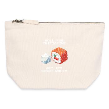 Initiative würfeln | Sushi Roll Wortwitz - Canvas Reißverschluss-Täschchen (12 x 13 cm) - Naturweiß - Vorne