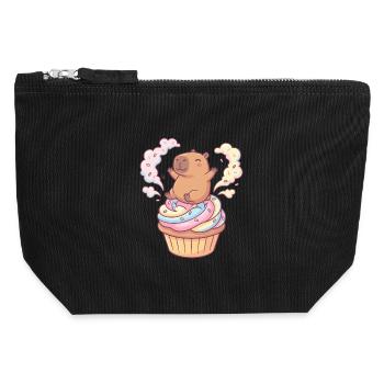 Capybara Cupcake Party with Rainbow Frosting - Canvas Zip Pouch 12 x 13 cm - black - Front