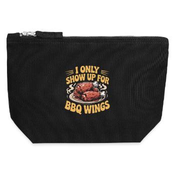 BBQ Wings Sports Evening Snack Motif - Canvas Zip Pouch 12 x 13 cm - black - Front