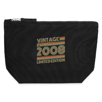Vintage 2008 Jahrgang Geburtstagsgeschenk - Canvas Reißverschluss-Täschchen (12 x 13 cm) - Schwarz - Vorne