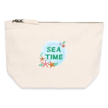 Sea Time Wasserfarben-Design - Canvas Reißverschluss-Täschchen (12 x 13 cm) - Naturweiß - Vorne