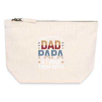 Father Pun: Dad Dada – I Rock Both - Canvas Zip Pouch 12 x 13 cm - nature - Front