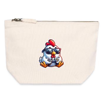 Gamer Chicken with Controller - Canvas Zip Pouch 12 x 13 cm - nature - Front