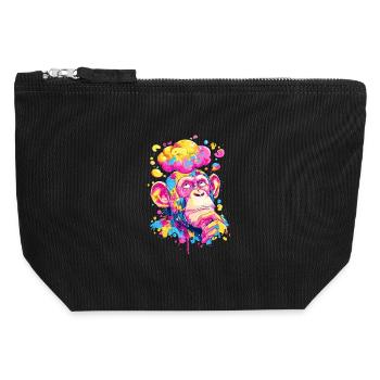 Colorful Color Rush Monkey - Canvas Zip Pouch 12 x 13 cm - black - Front