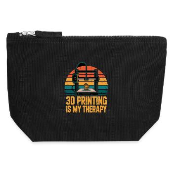 3D Printing Is My Therapy Retro 3D Printer Maker - Canvas Zip Pouch 12 x 13 cm - black - Front