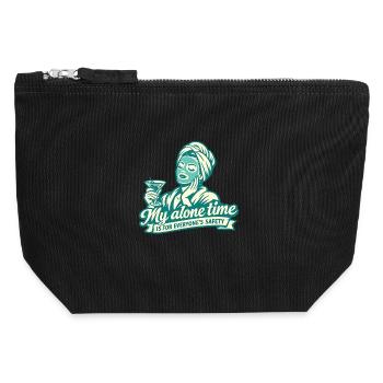 Quality time Self Care Women Relaxed & Fun - Canvas Zip Pouch 12 x 13 cm - black - Front