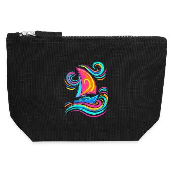 Segelboot - Canvas Reißverschluss-Täschchen (12 x 13 cm) - Schwarz - Vorne