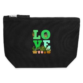 Plant Lover Love Plants Succulent Flower - Canvas Zip Pouch 12 x 13 cm - black - Front