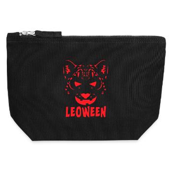 Safari Afrique Vie sauvage du Serengeti Léopard d’Halloween - Pochette zippée en toile 12 x 13 cm - noir - Devant