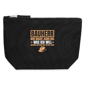 Chantier de construction de maison Funny Gift Builder - Pochette zippée en toile 12 x 13 cm - noir - Devant