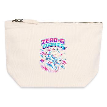 Null-G Zoomies | Astro Katze Weltraum Humor - Canvas Reißverschluss-Täschchen (12 x 13 cm) - Naturweiß - Vorne