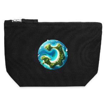 Tropische Ringinsel im Ozean - Canvas Reißverschluss-Täschchen (12 x 13 cm) - Schwarz - Vorne