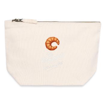 France Breakfast Un croissant S’il Vous Plaît - Pochette zippée en toile 12 x 13 cm - blanc naturel - Devant