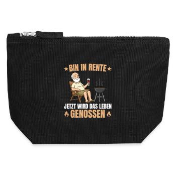 Pension, barbecue, life, enjoy, pensioner - Canvas Zip Pouch 12 x 13 cm - black - Front