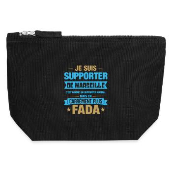 Supporter De Marseille En Carrément Plus Fada - Pochette zippée en toile 12 x 13 cm - noir - Devant