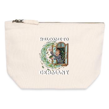 Parti allemand Lustig Steuern - Pochette zippée en toile 12 x 13 cm - blanc naturel - Devant