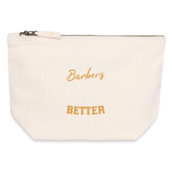 Barbiers barbus qui font mieux le design de coiffeur - Pochette zippée en toile 12 x 13 cm - blanc naturel - Devant