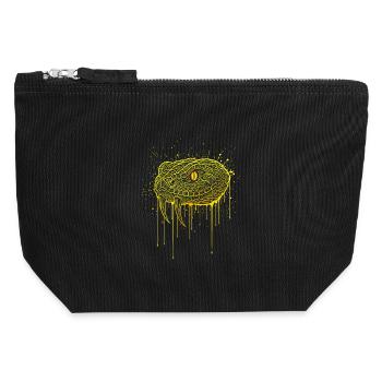 Goldene Viper Schlangen Kopf  - Canvas Reißverschluss-Täschchen (12 x 13 cm) - Schwarz - Vorne