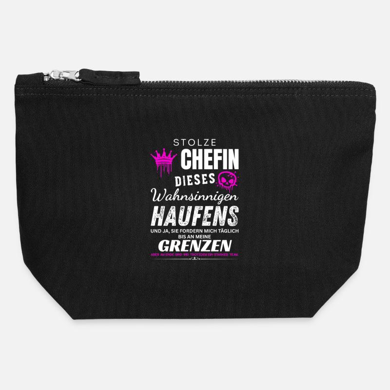 Stolze Chefin wahnsinniger Haufen Chefin Geschenke - Canvas Zip Pouch 12 x 13 cm - black