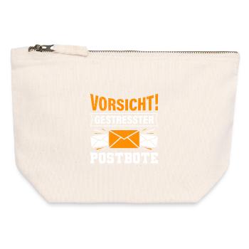 Le facteur MÉFIEZ-VOUS DU FACTEUR STRESSÉ Drôle - Pochette zippée en toile 12 x 13 cm - blanc naturel - Devant