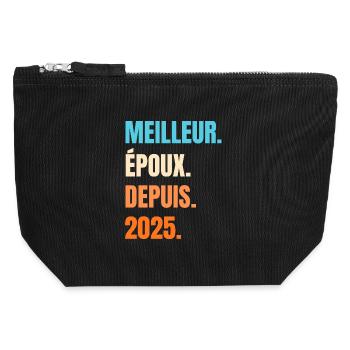 Bester Ehemann seit 2025 Geschenk-Ehemann - Canvas Reißverschluss-Täschchen (12 x 13 cm) - Schwarz - Vorne