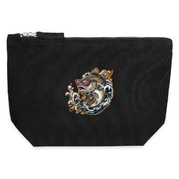 Pêche en Norvège Voyage de pêche - Pochette zippée en toile 12 x 13 cm - noir - Devant