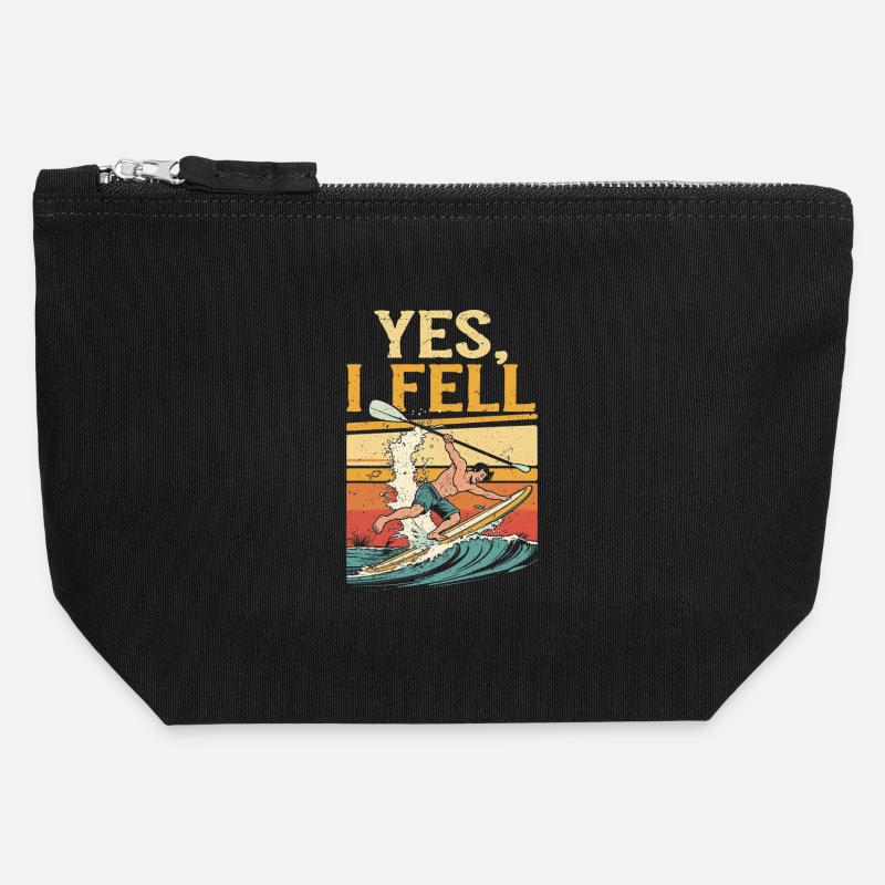 Stand Up Paddle Yes I Fell - Canvas Zip Pouch 12 x 13 cm - black