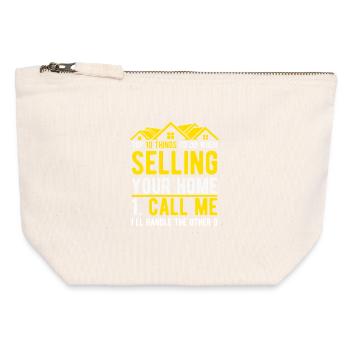 Sell House: Call Me Fun Real Estate Agent - Canvas Zip Pouch 12 x 13 cm - nature - Front